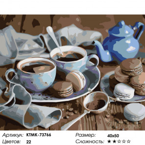 Количество цветов и сложность Чай с пирожными Раскраска картина по номерам на холсте KTMK-73766