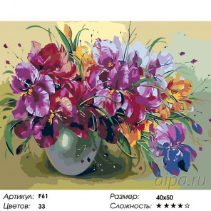 Количество цветов и сложность Аромат ирисов Раскраска картина по номерам на холсте F61