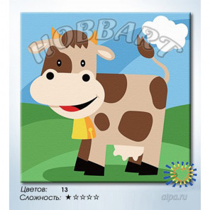  Коровка. Веселые зверюшки Раскраска по номерам на холсте Hobbart HB2020059-Lite