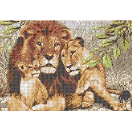 Семья львов Канва с рисунком для вышивки Каролинка
