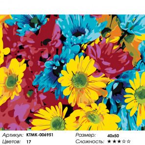  Яркие маргаритки Раскраска картина по номерам на холсте KTMK-006951