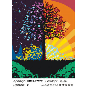 Количество цветов и сложность Дерево благополучия Раскраска картина по номерам на холсте KTMK-775261