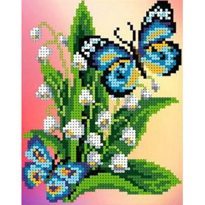 Бабочки на ландышах Канва с рисунком для вышивки бисером