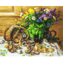 Букет и грибы Раскраска картина по номерам на холсте