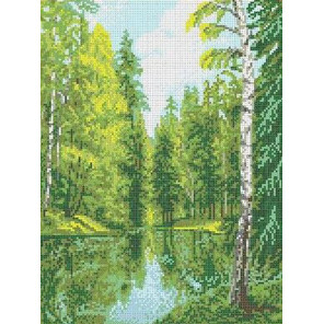 Озеро в лесу Канва с рисунком для вышивки бисером