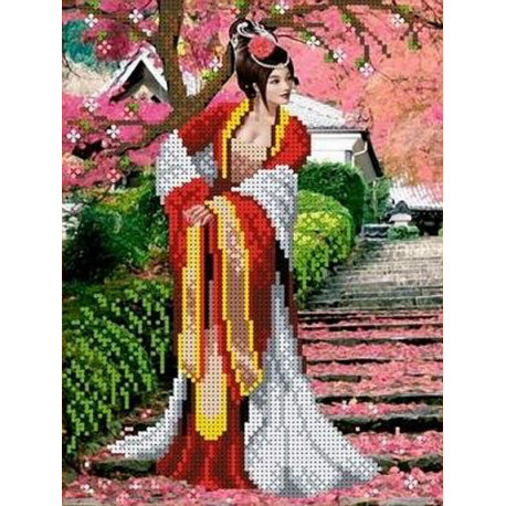 Японский сад Канва с рисунком для вышивки бисером