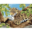 Леопард на ветвях Раскраска картина по номерам на холсте