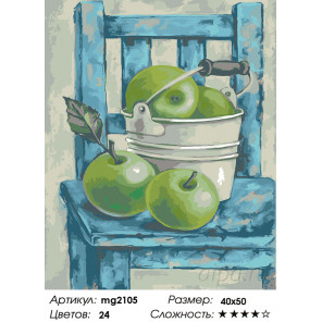 Количество цветов и сложность Натюрморт с зелеными яблоками Раскраска картина по номерам на холсте MG2105