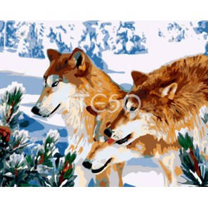 Зимние волки Раскраска картина по номерам акриловыми красками на холсте Iteso