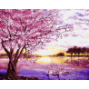  Лебеди и розовое дерево Раскраска картина по номерам на холсте ZX 21929