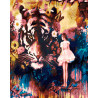  Девушка и тигр Раскраска картина по номерам на холсте ZX 21182