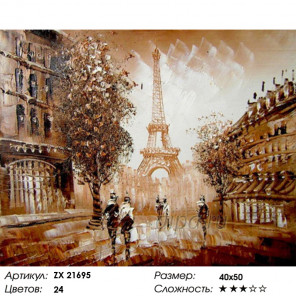  Прогулки по Парижу Раскраска картина по номерам на холсте ZX 21695