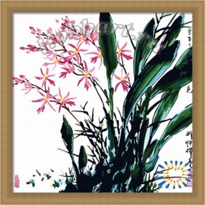 Орхидеи Китайской тушью Раскраска по номерам акриловыми красками на холсте Hobbart