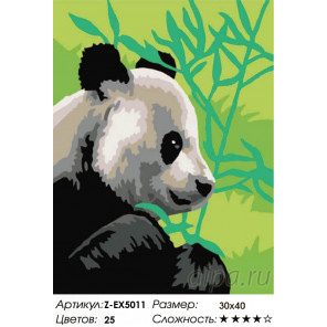 Количество цветов и сложность Панда и бамбук Раскраска картина по номерам на холсте Z-EX5011