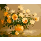 Нежные розы Раскраска по номерам акриловыми красками на холсте Iteso Картина по цифрам