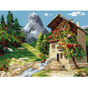 Дом у горы Раскраска картина по номерам на холсте