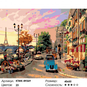 Количество цветов и сложность Летний Париж Раскраска по номерам на холсте Живопись по номерам KTMK-89369