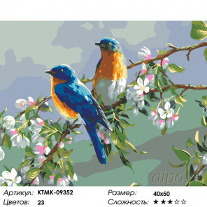 Количество цветов и сложность Весенние певцы Раскраска по номерам на холсте Живопись по номерам KTMK-09352