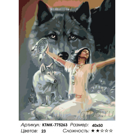 Количество цветов и сложность Сила волка Раскраска по номерам на холсте Живопись по номерам KTMK-775263