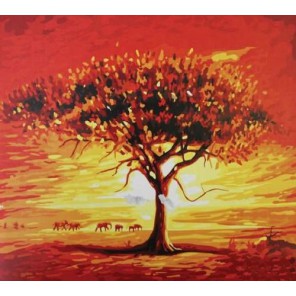 Африканское дерево Раскраска картина по номерам акриловыми красками на холсте Paint by Number
