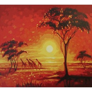 Африка и жирафы Раскраска картина по номерам акриловыми красками на холсте Paint by Number