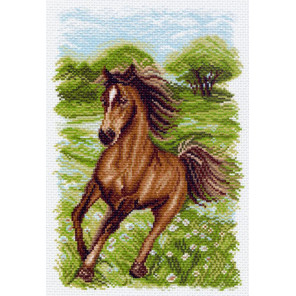 Пейзаж с лошадью Канва с рисунком для вышивки Матренин посад