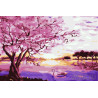  Сакура у озера Раскраска картина по номерам на холсте CX3865