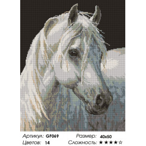  Белый конь Алмазная вышивка мозаика на подрамнике GF069