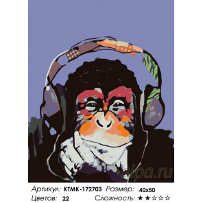  Музыкальная обезьяна Раскраска по номерам на холсте Живопись по номерам KTMK-172703