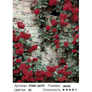 Количество цветов и сложность Стена увитая розами Раскраска по номерам на холсте Живопись по номерам KTMK-36379