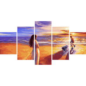  Пляжная прогулка Модульная картина по номерам на холсте с подрамником WX1022