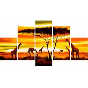  Закат в Африке Модульная картина по номерам на холсте с подрамником WX1046