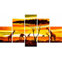 Закат в Африке Модульная картина по номерам на холсте с подрамником