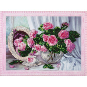  Розовые розы Набор для вышивания бисером на подрамнике Color Kit VS012