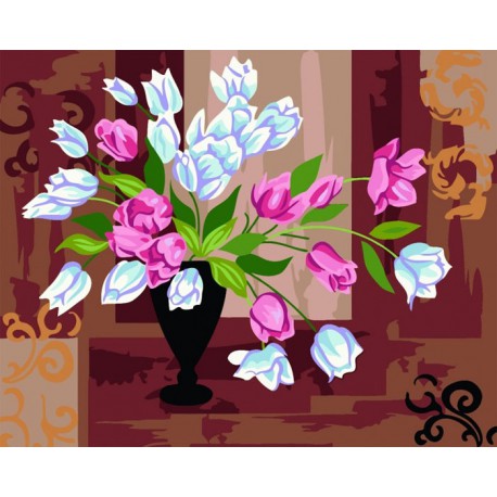 Тюльпаны в вазе Раскраска картина по номерам акриловыми красками на холсте Color Kit