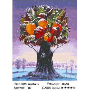 Количество цветов и сложность Фантастическое дерево с фруктами Раскраска картина по номерам на холсте МСА210