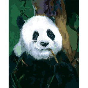 Задумчивая панда Раскраска картина по номерам акриловыми красками на холсте Iteso