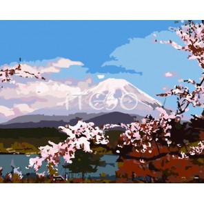 Цветение сакуры Раскраска картина по номерам акриловыми красками на холсте Iteso