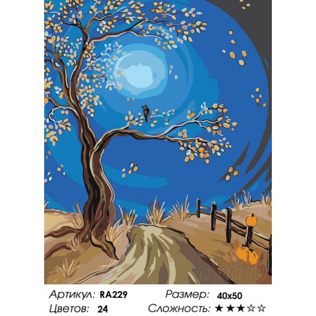 Количество цветов и сложность Дорога при луне Раскраска картина по номерам на холсте RA229