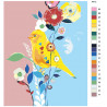 схема Канарейка на цветах Раскраска картина по номерам на холсте