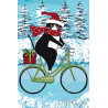  Кот на велосипеде зимой Раскраска картина по номерам на холсте A460