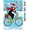 схема Кот на велосипеде зимой Раскраска картина по номерам на холсте