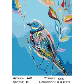 Количество цветов и сложность Весенняя птица Раскраска картина по номерам на холсте A480