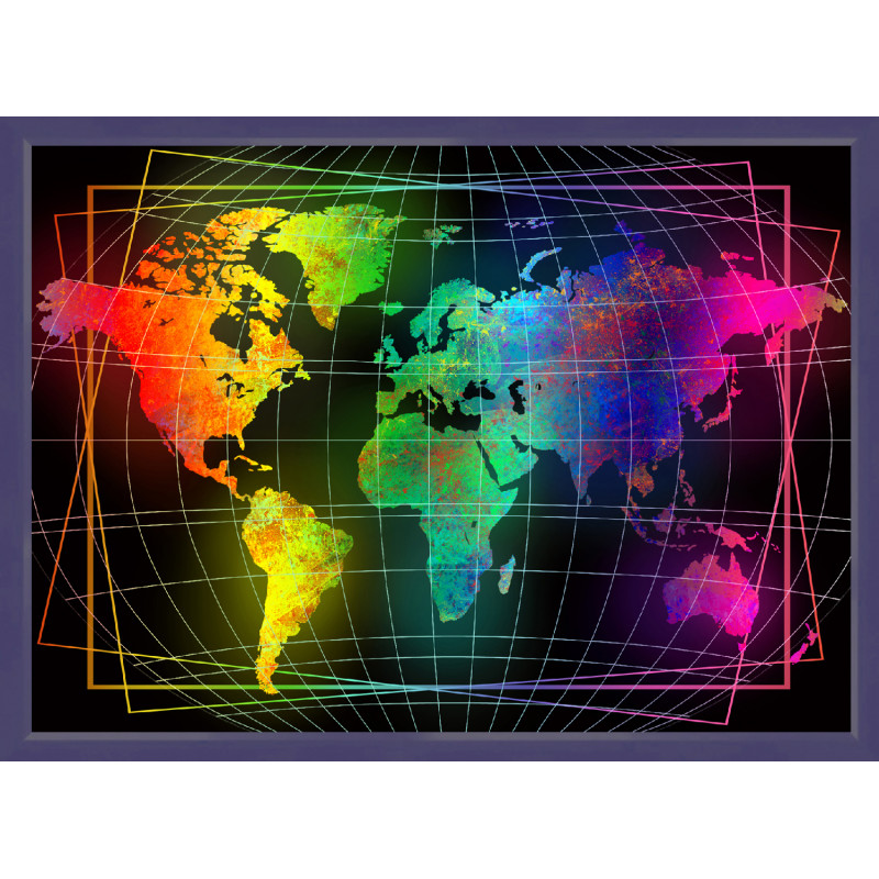 Алмазная мозаика карта мира на подрамнике