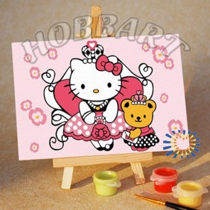 Hello Kitty. Китти-принцесса Раскраска по номерам акриловыми красками на холсте Menglei