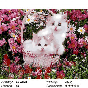 Количество цветов и сложность Котята в поле Раскраска картина по номерам на холсте ZX 22124