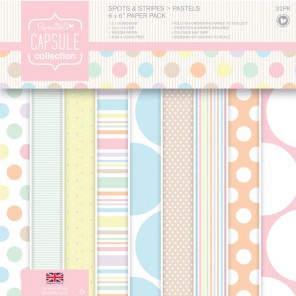 Spots & Stripes Pastels Набор бумаги 15x15 для скрапбукинга, кардмейкинга Docrafts
