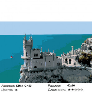 Количество цветов и сложность Крымский замок Раскраска по номерам на холсте Живопись по номерам KTMK-CH50