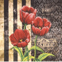 Красные тюльпаны Набор для вышивки бисером на габардине Овен