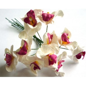 Бело-розовые 2,5см Орхидеи 10шт Цветы бумажные Украшение для скрапбукинга, кардмейкинга